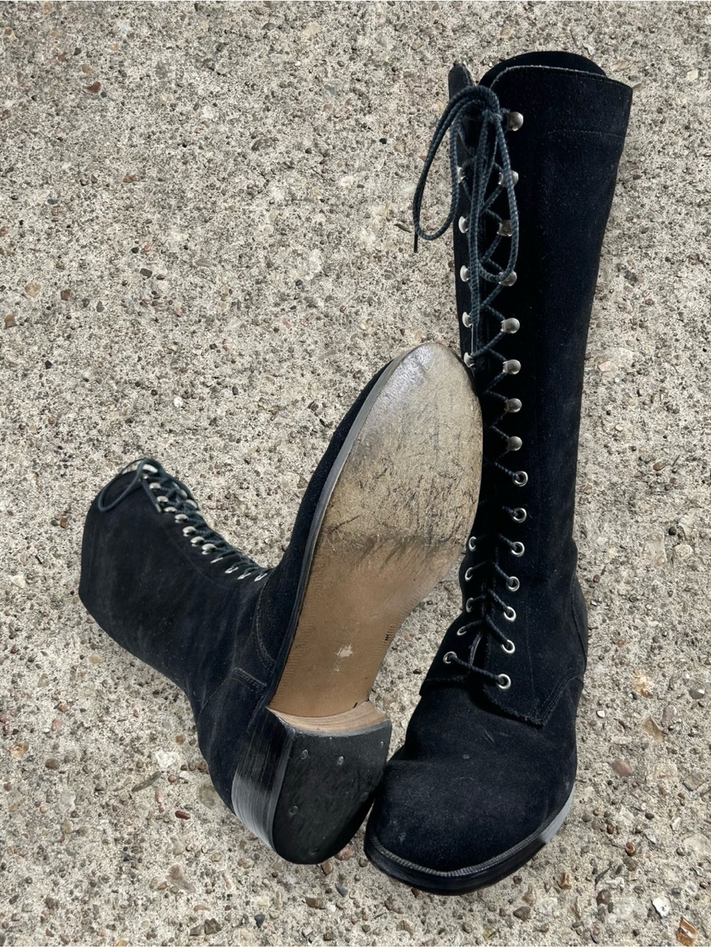 1960s vintage knee high lace up boots - Picture 5 of 7